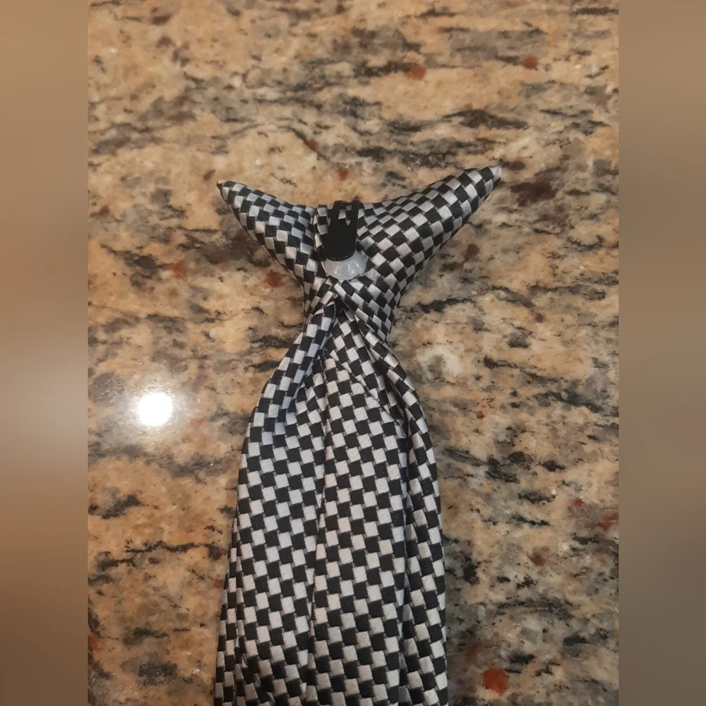 Bill Blass Monochrome Checkered Clip On Boy's Tie